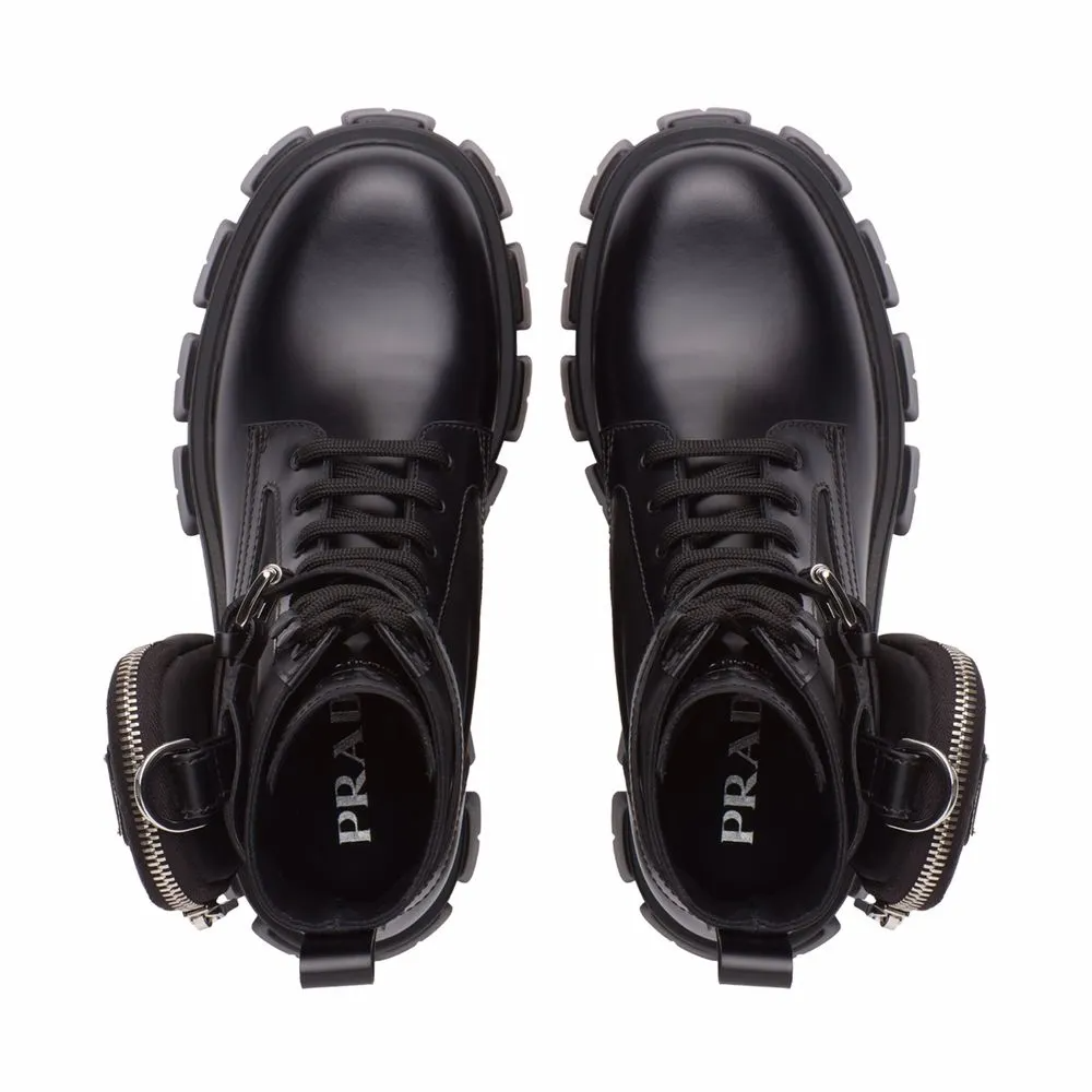 Prada Black Monilith Premium Lace Up Boot-thumb-4