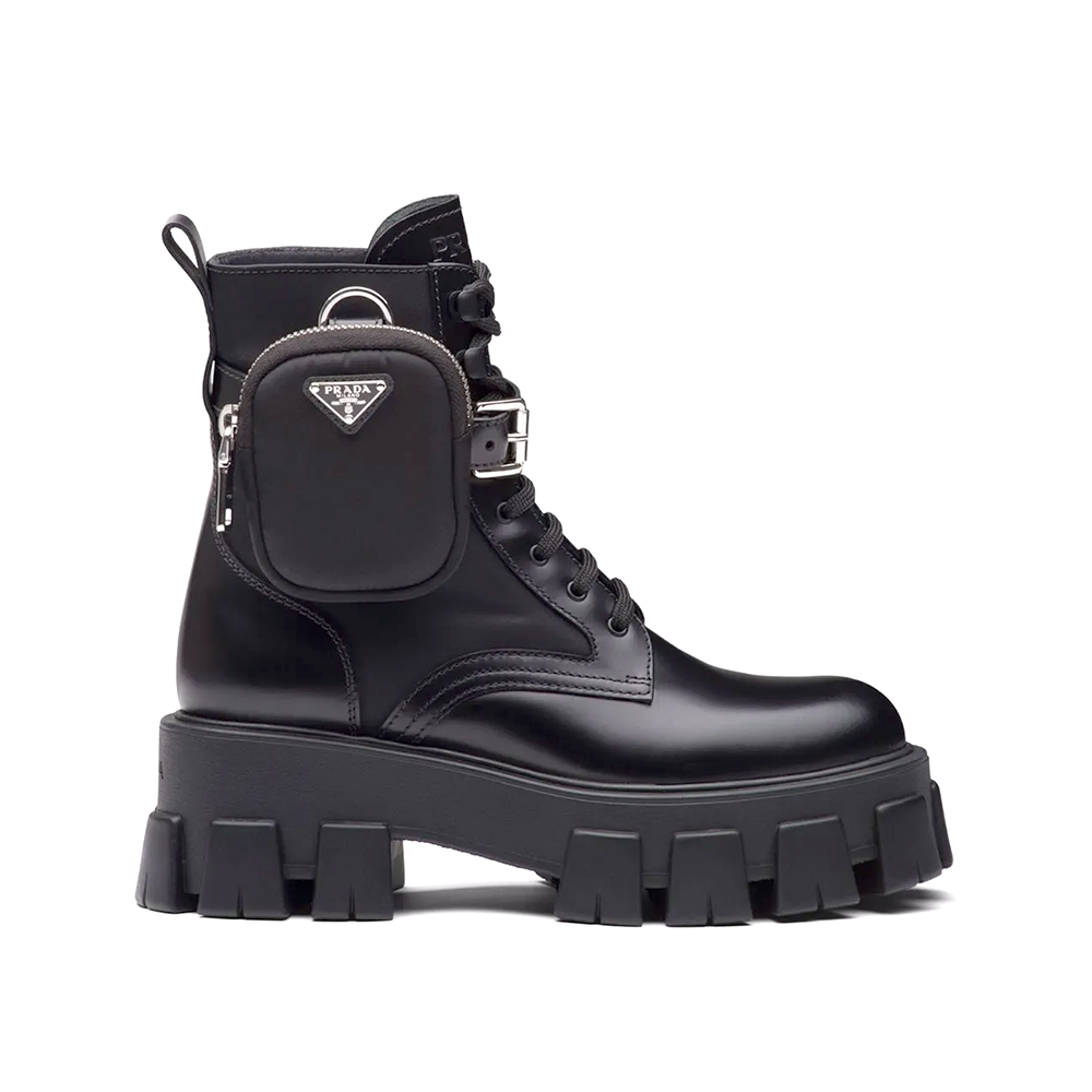 Prada Black Monilith Premium Lace Up Boot