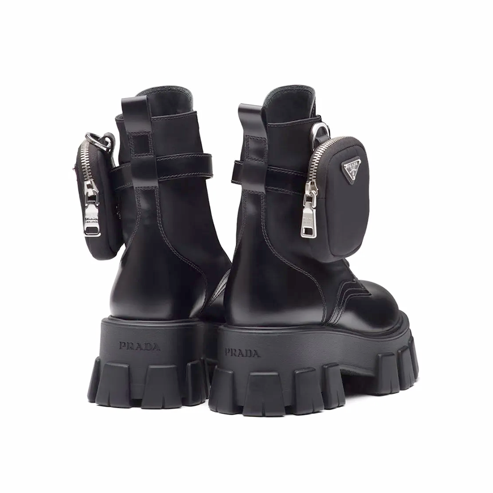 Prada Black Monilith Premium Lace Up Boot-thumb-2