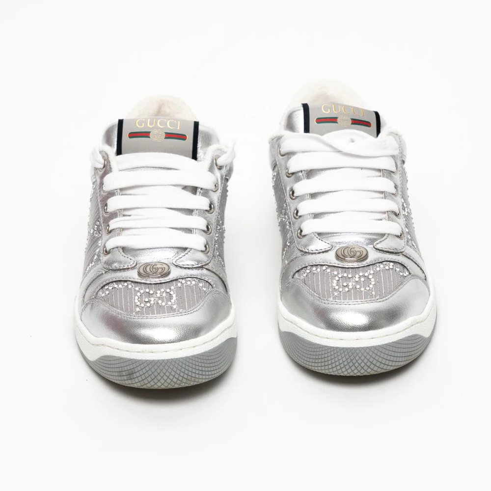 Gucci White Screener GG Sneakers-thumb-3