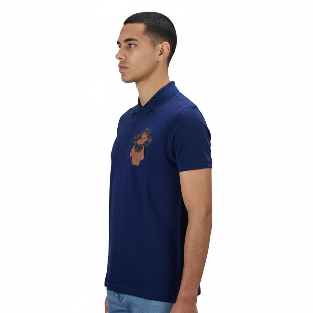 Louis Vuitton Blue Embossed Teddy Premium Polo T-shirt-2