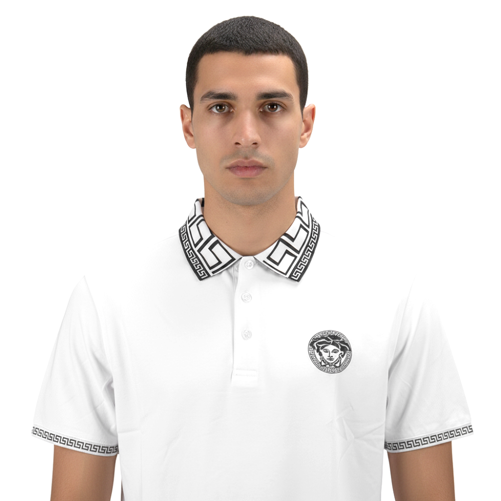 Versace Embroidered logo White Premium Polo T-shirt-thumb-1