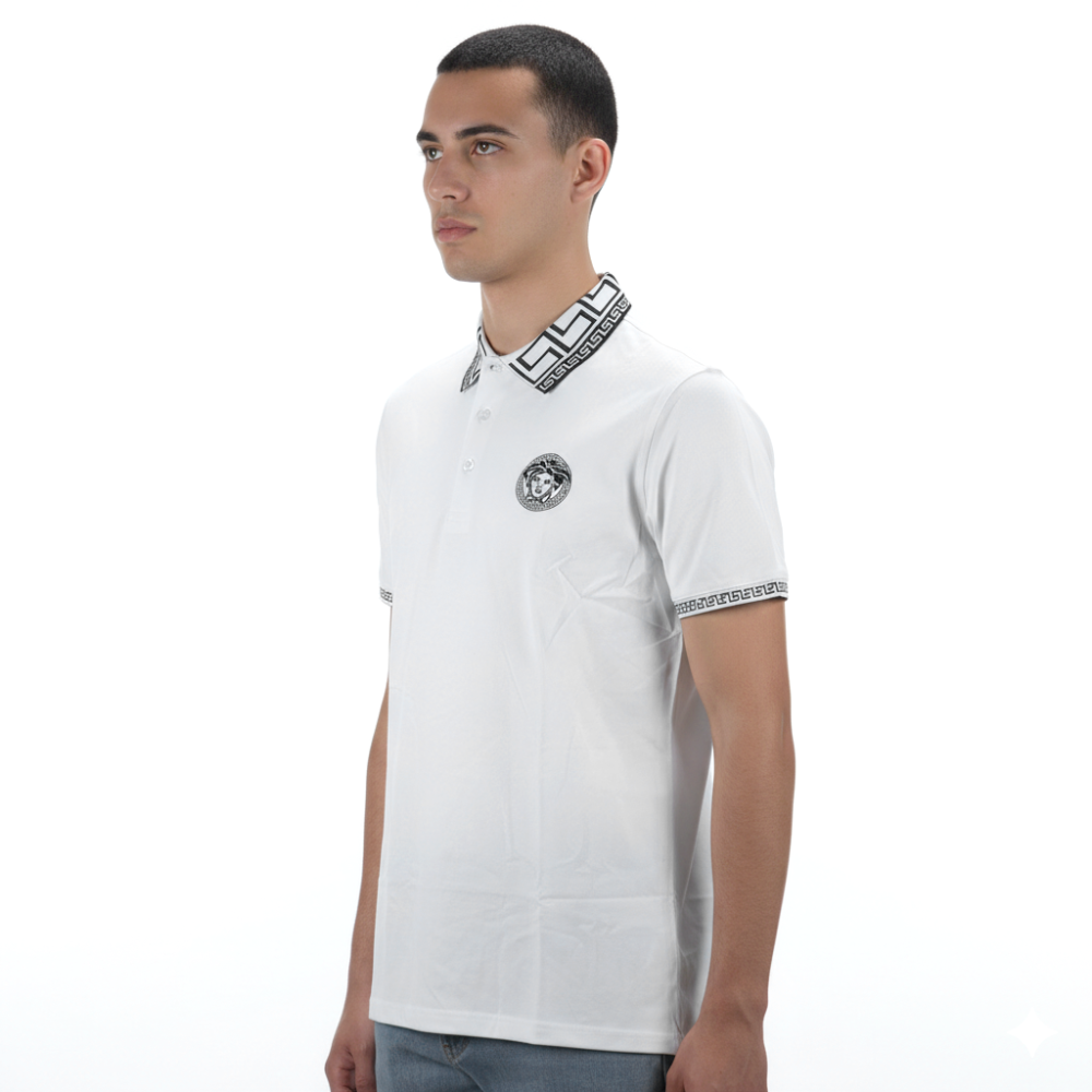 Versace Embroidered logo White Premium Polo T-shirt-thumb-0
