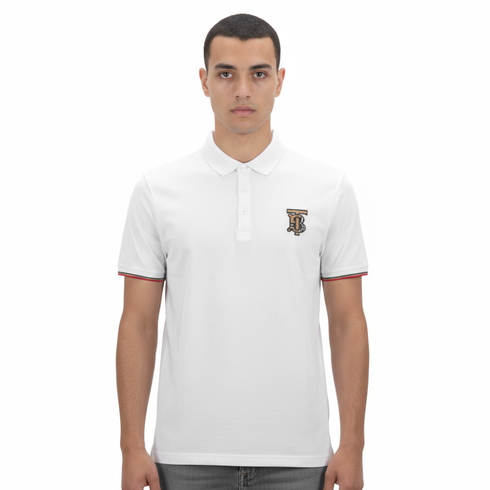 Burberry White Premium Quality Polo Tees-thumb-0