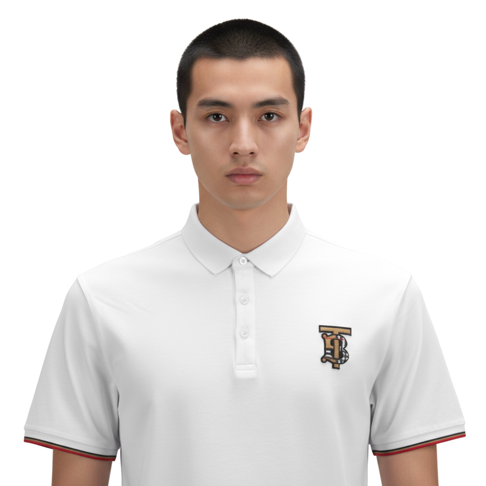 Burberry White Premium Quality Polo Tees-thumb-3