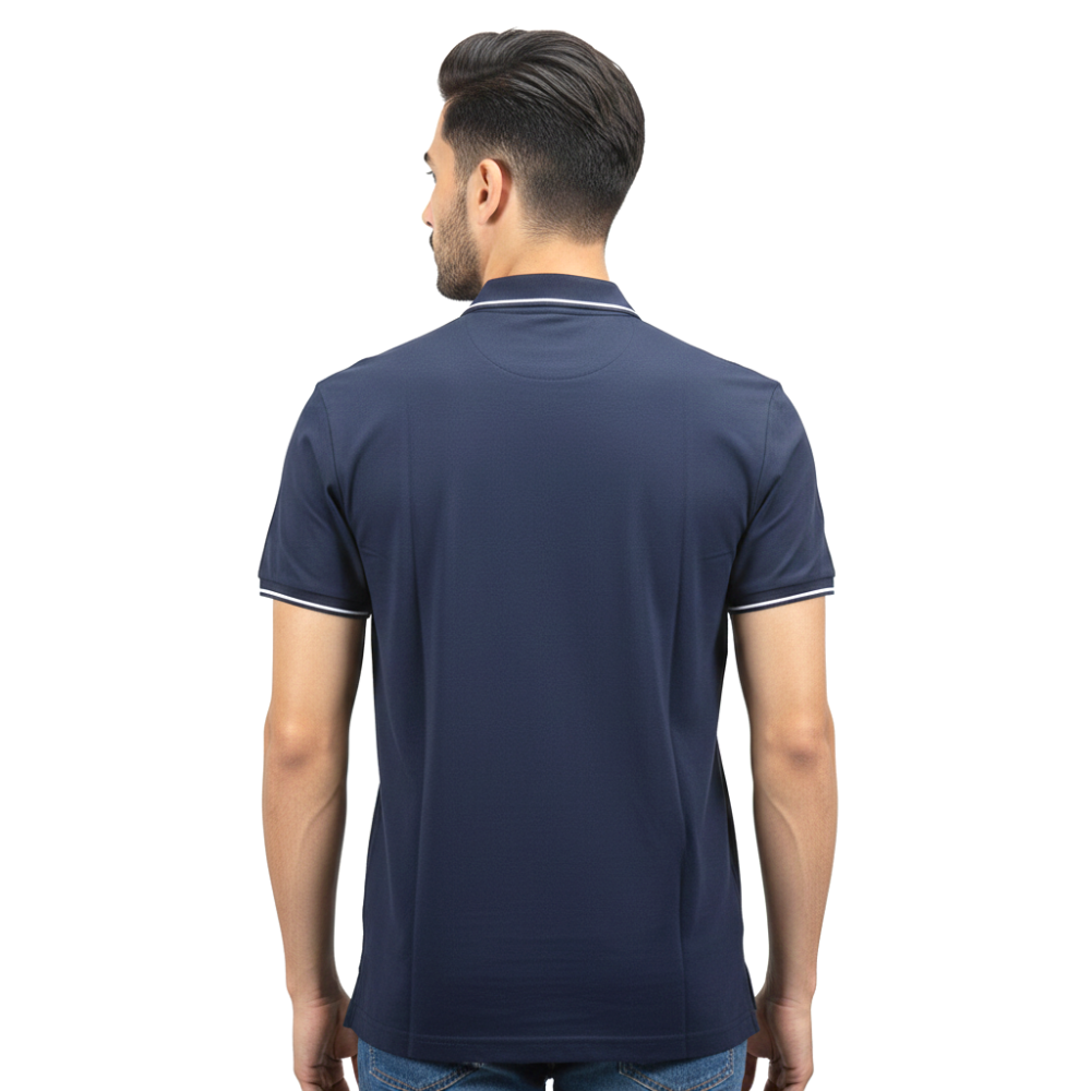 Giorgio Armani Embroidered logo Dark Blue Polo T-shirt-2