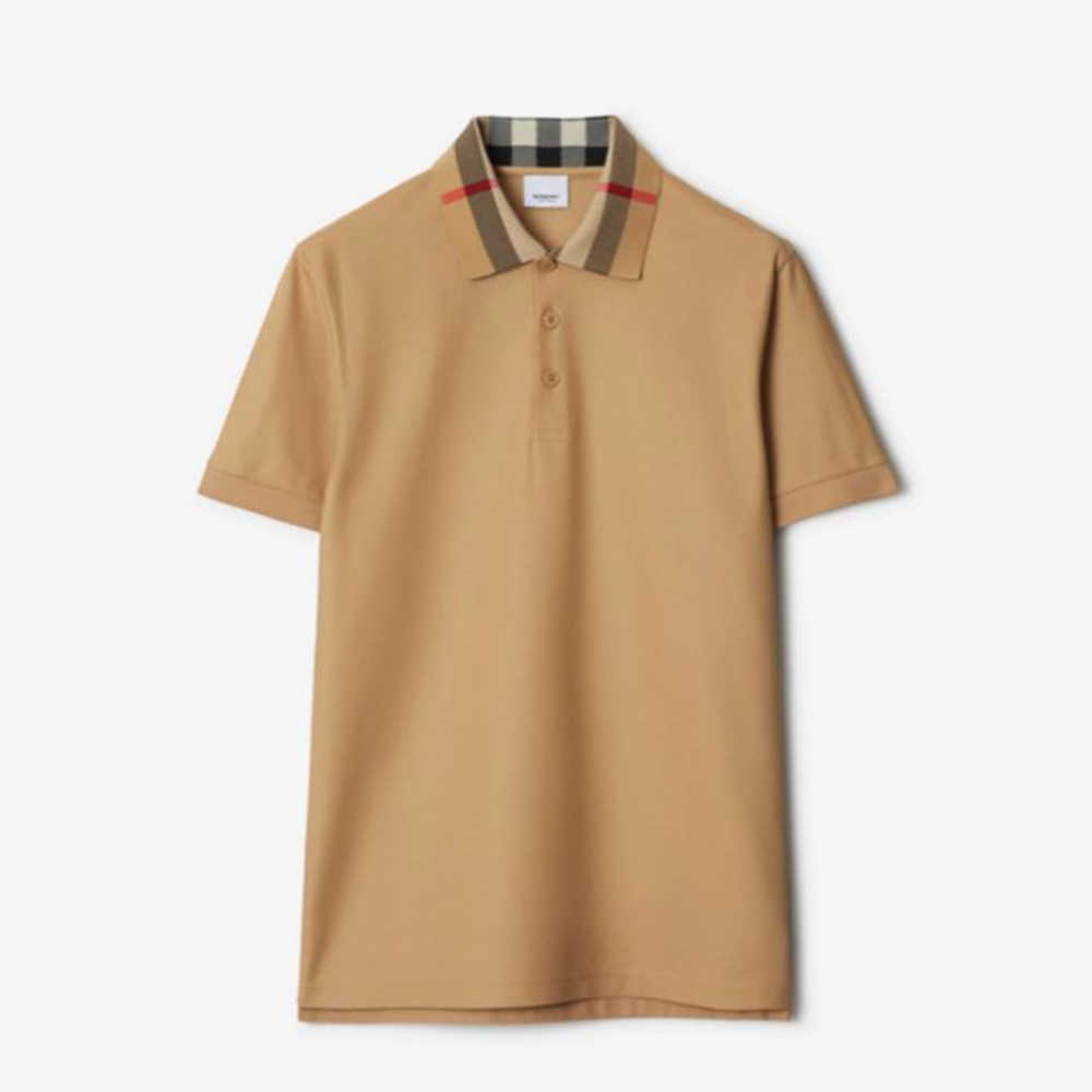 Burberry Check Collar Brown Polo Tshirt
