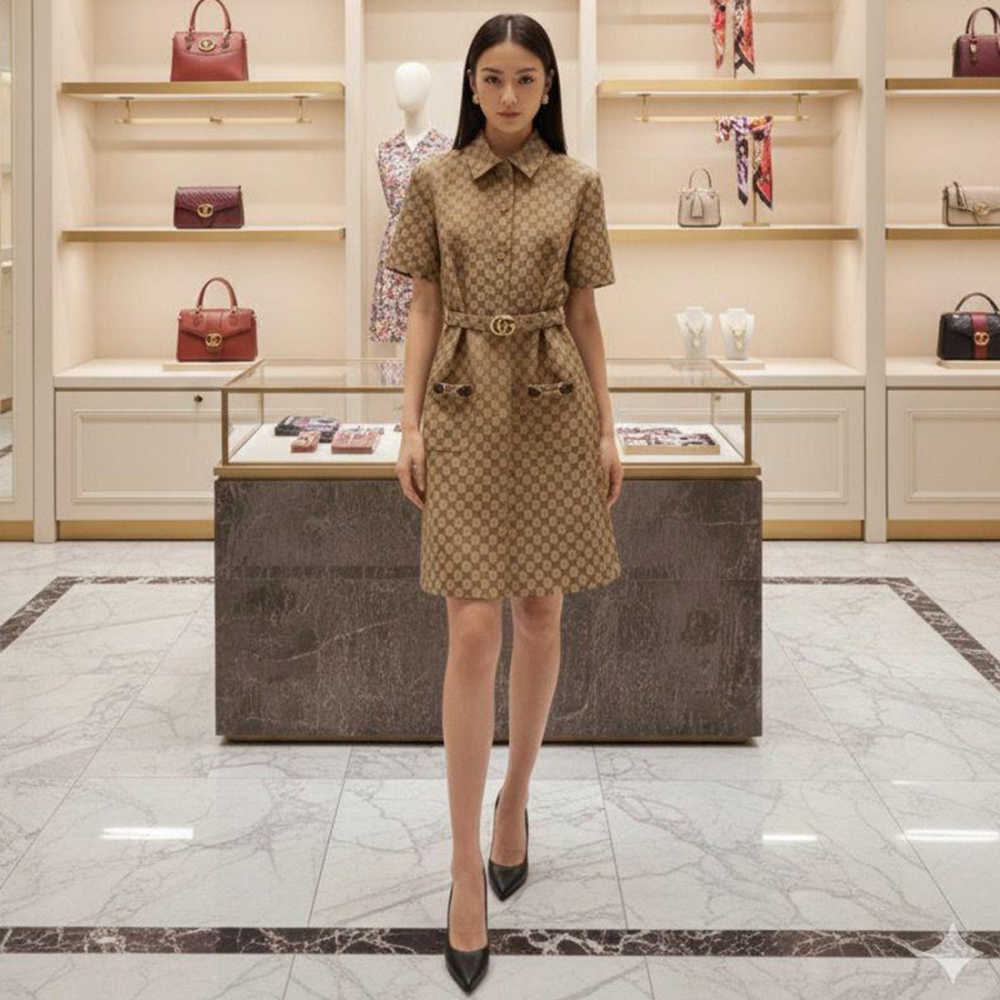 Gucci Brown Premium Quality Dress-1