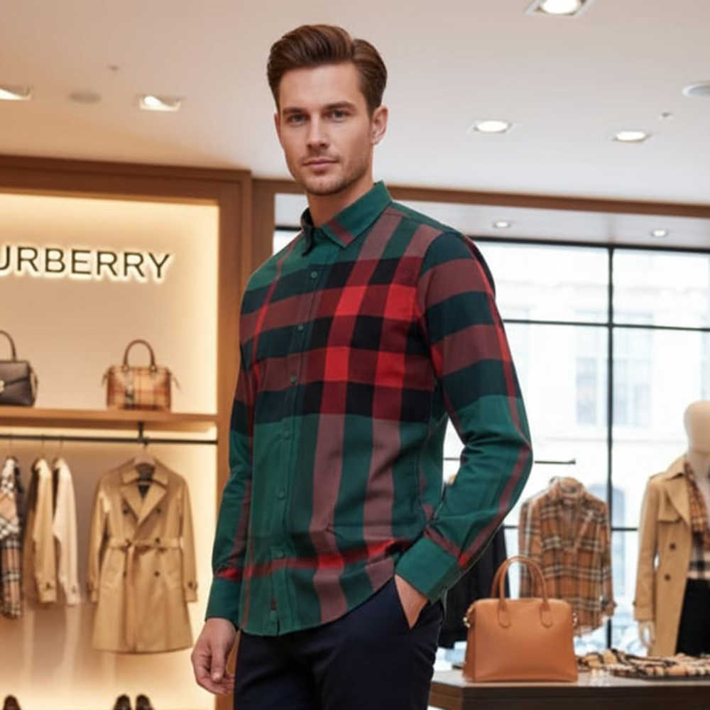 Burberry Green Premium Quality Shirt-thumb-1