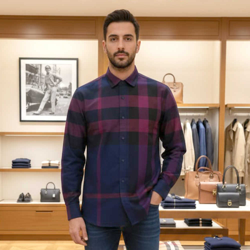 Burberry Purple Premium Quality Shirt-thumb-2