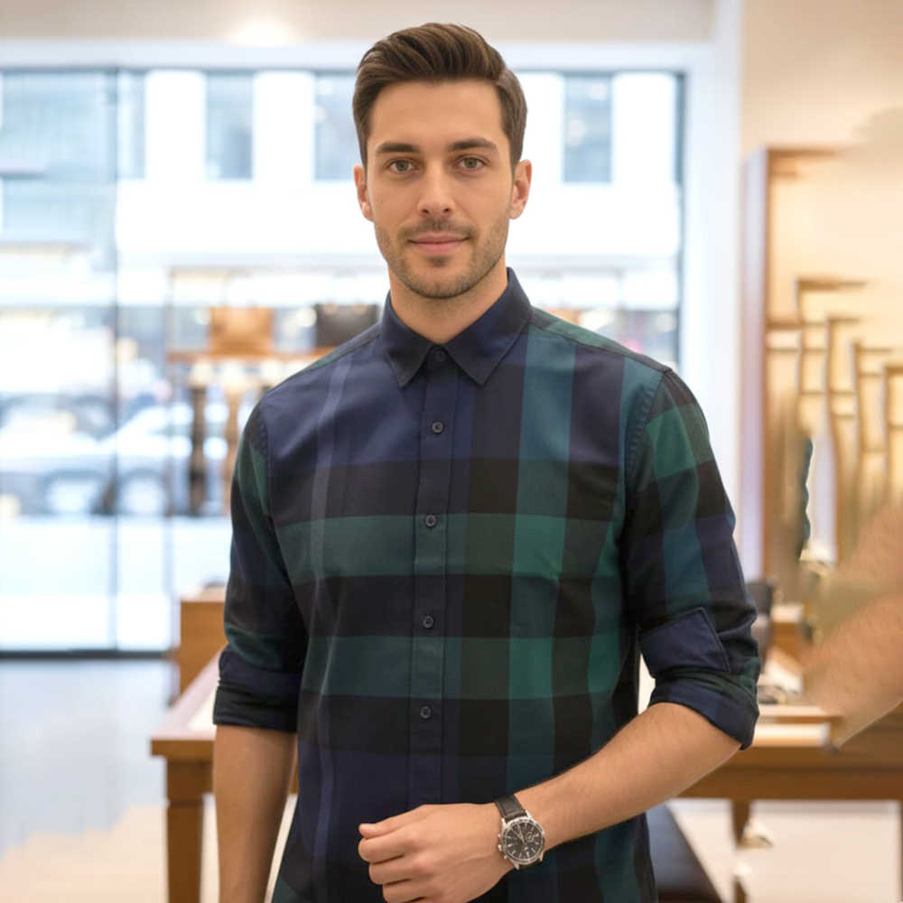 Burberry Blue & Green Premium Quality Shirt