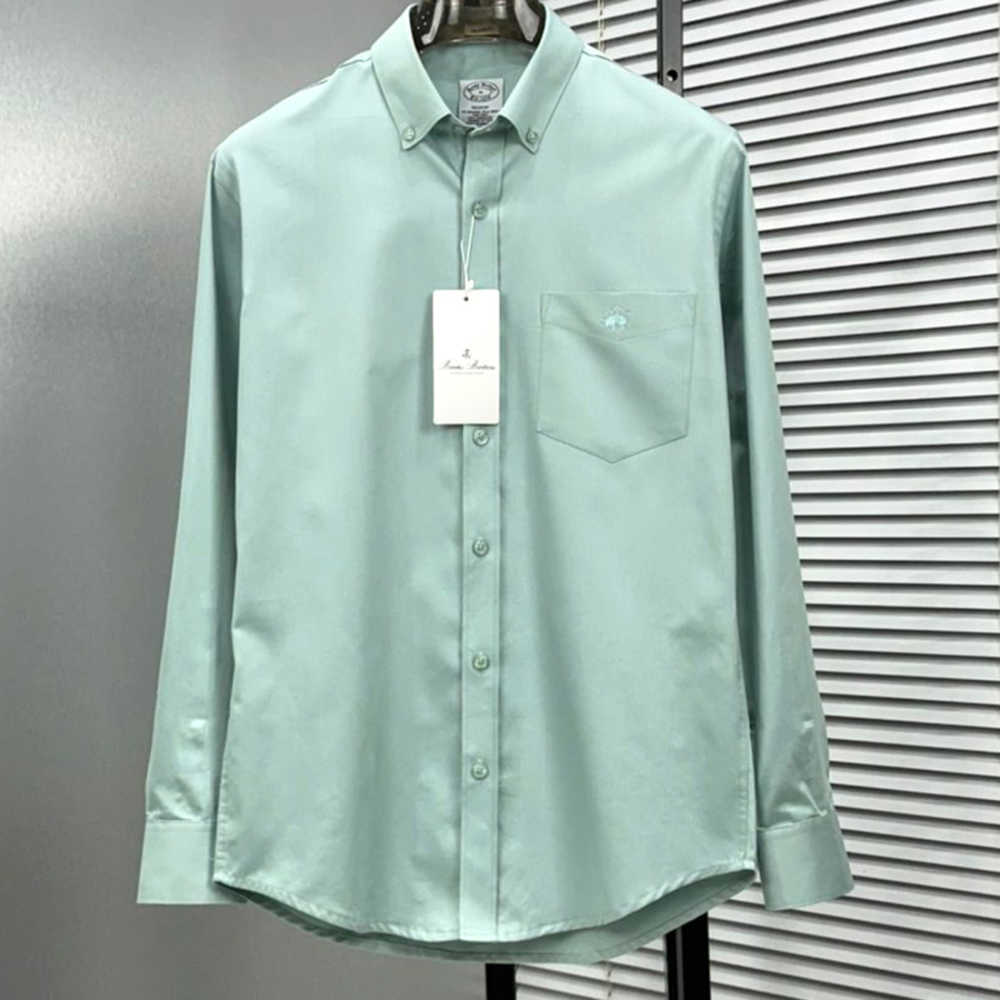Brooks Brothers Light Green Premium Cotton Shirt-thumb-0