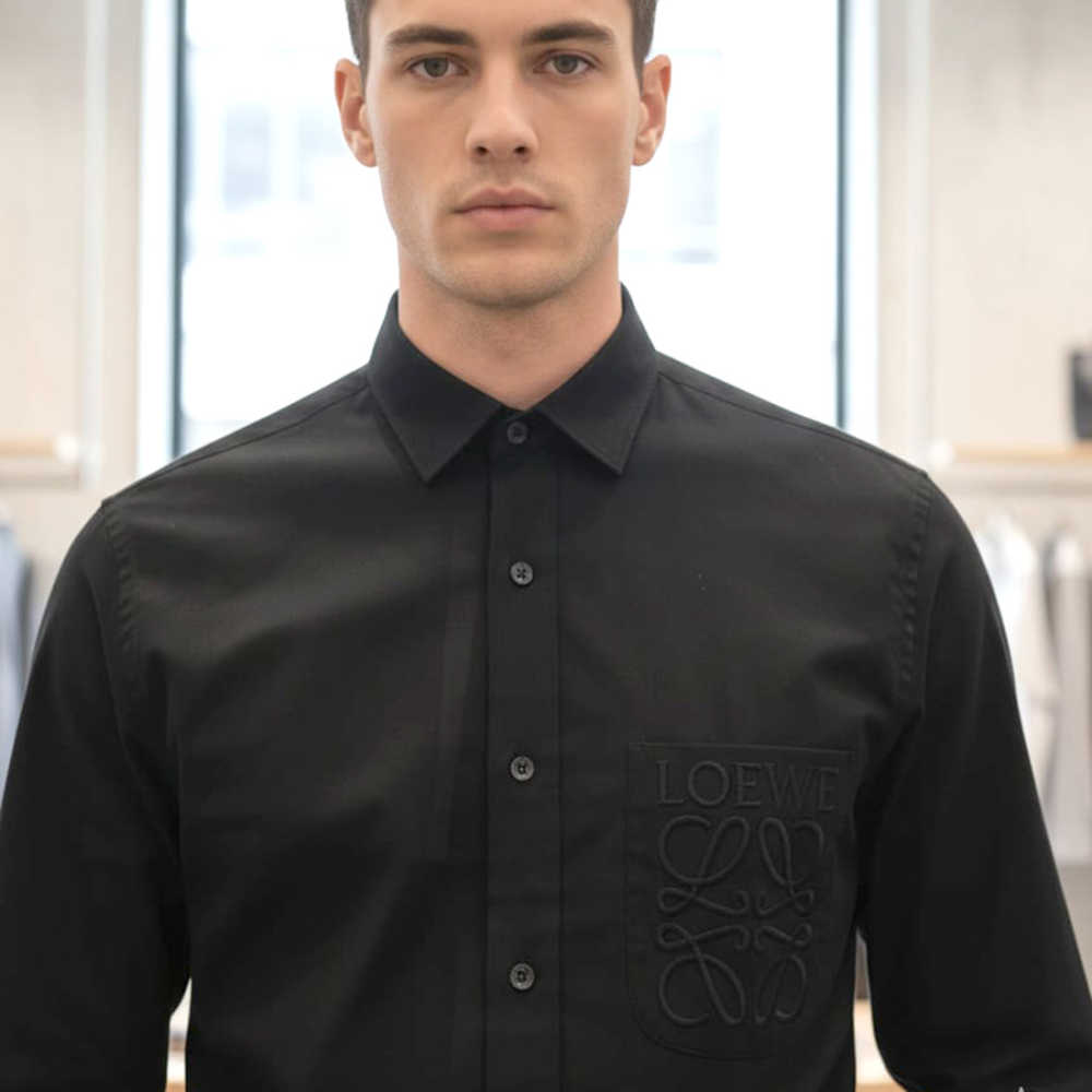 Loewe Embroidered Black Premium Cotton Shirt