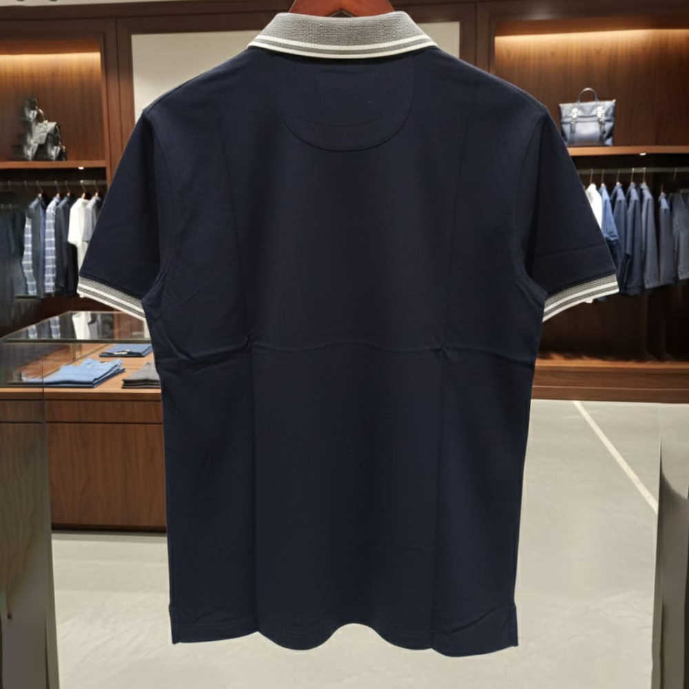 Emporio Armani Lycra Blue Premium Collar T-shirt-2