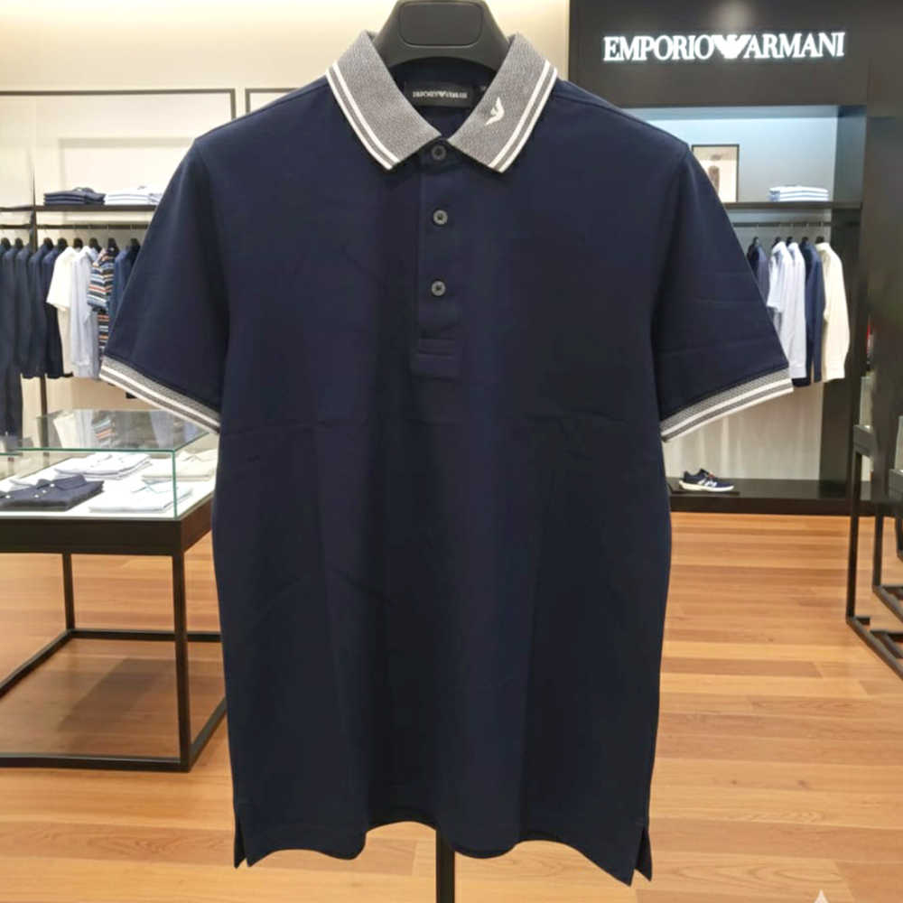 Emporio Armani Lycra Blue Premium Collar T-shirt-1