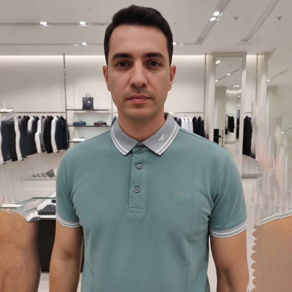 Emporio Armani Lycra Green Premium Collar T-shirt-thumb-0