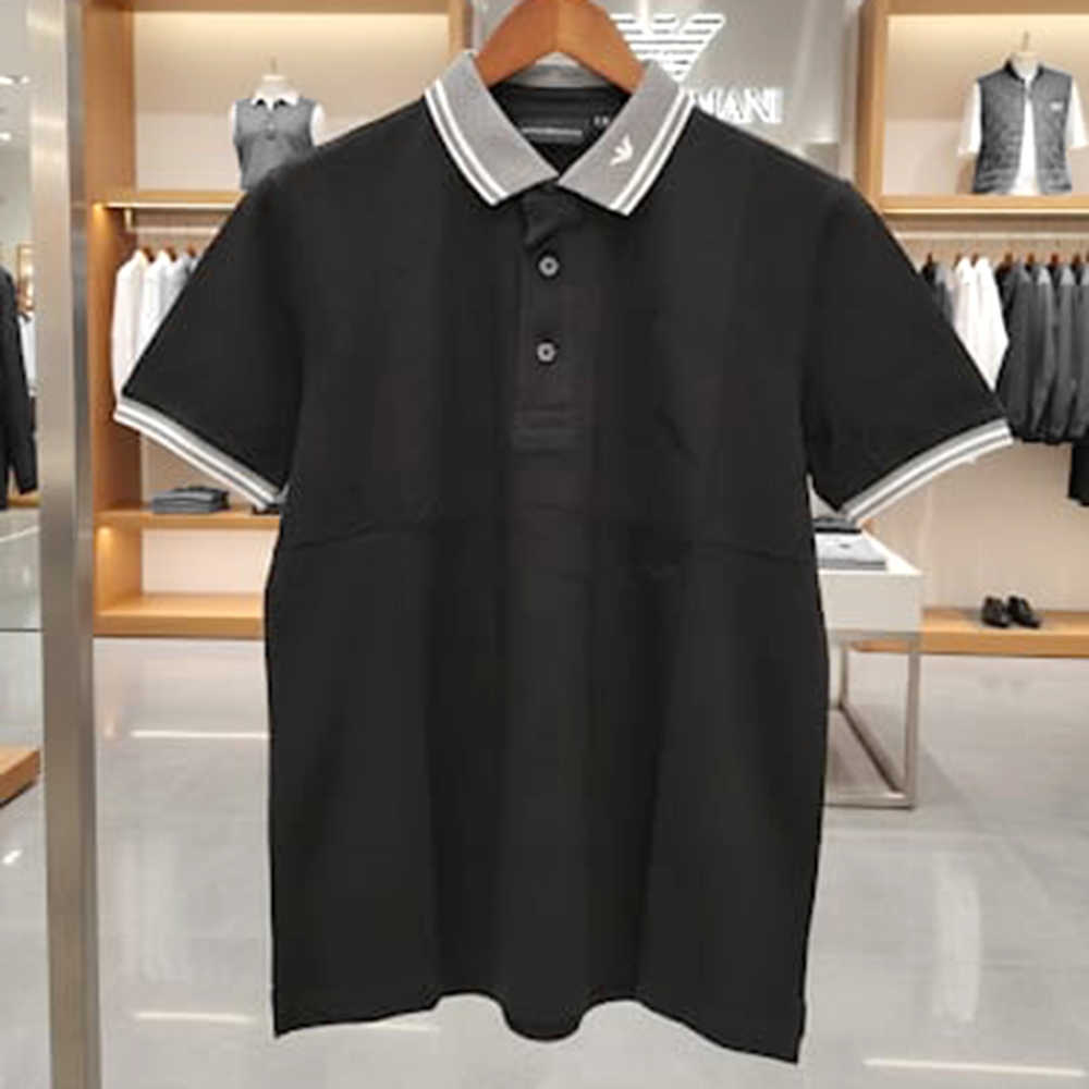 Emporio Armani Lycra Black Premium Collar T-shirt-1