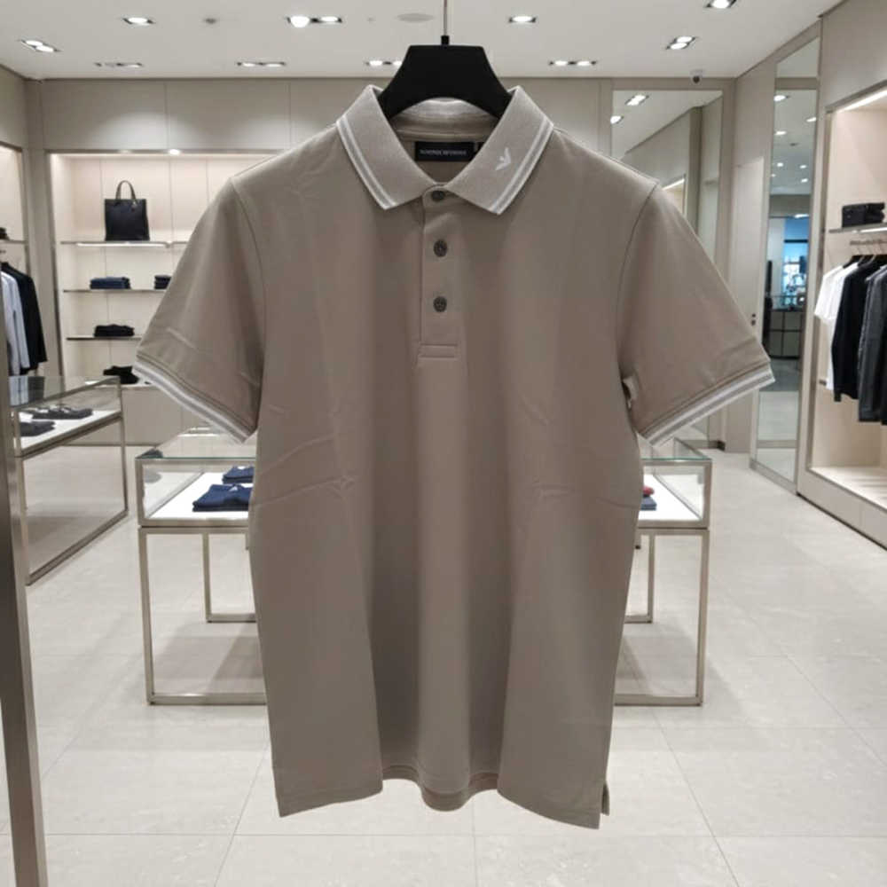 Emporio Armani Lycra Beige Premium Collar T-shirt-thumb-1