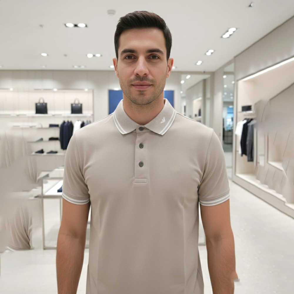 Emporio Armani Lycra Beige Premium Collar T-shirt