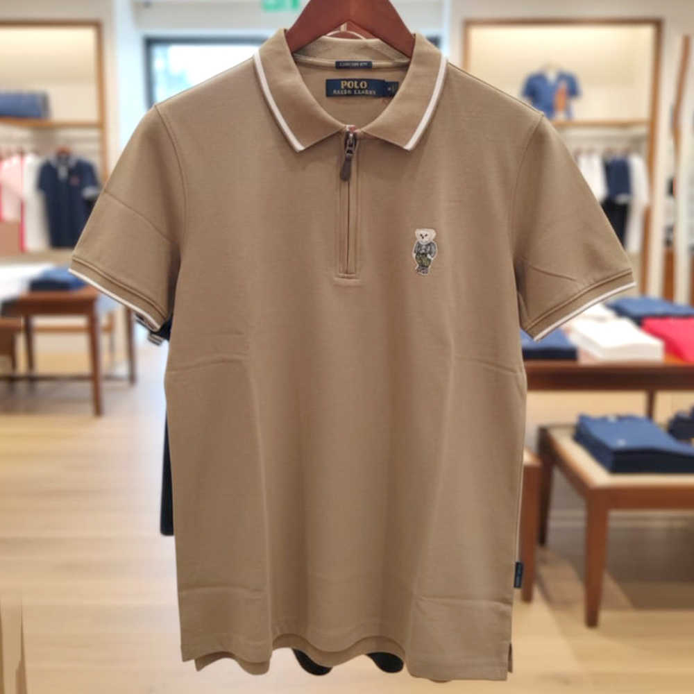 Ralph Lauren Beige Premium Collar T-shirt-thumb-1