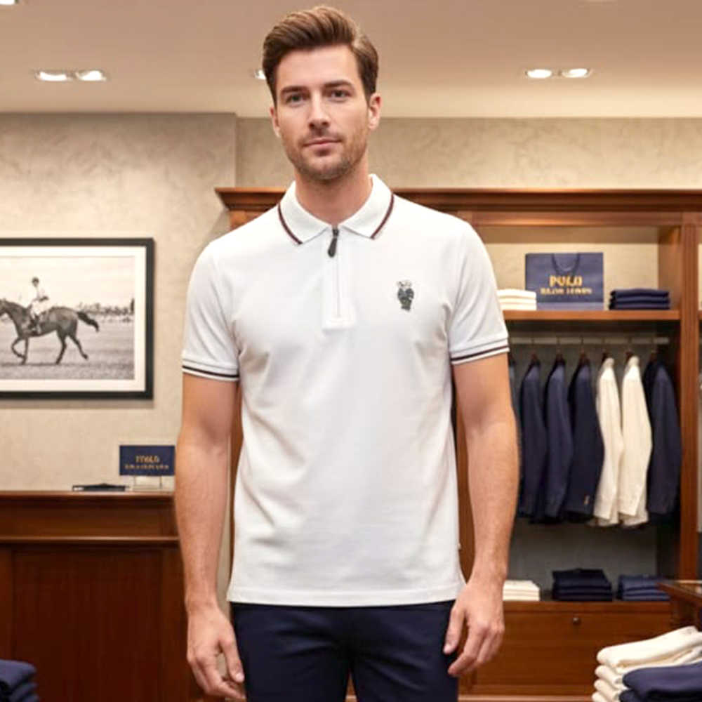 Ralph Lauren White Premium Collar T-shirt-thumb-3