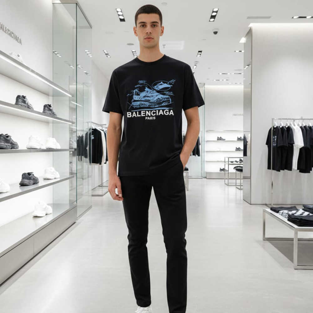 Balenciaga Black Premium Quality T-shirt-2