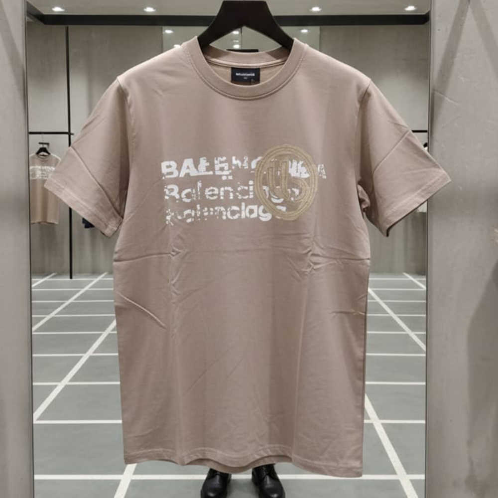 Balenciaga Beige Premium Quality T-shirt-1
