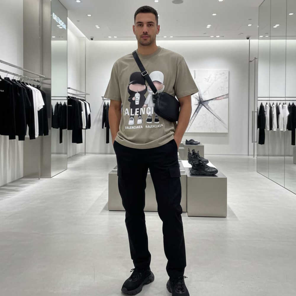 Balenciaga Beige Premium Quality T-shirt-2