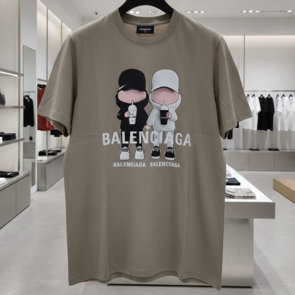 Balenciaga Beige Premium Quality T-shirt-1