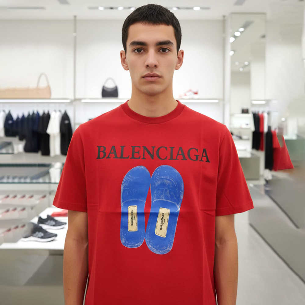 Balenciaga Red Premium Quality T-shirt-thumb-1