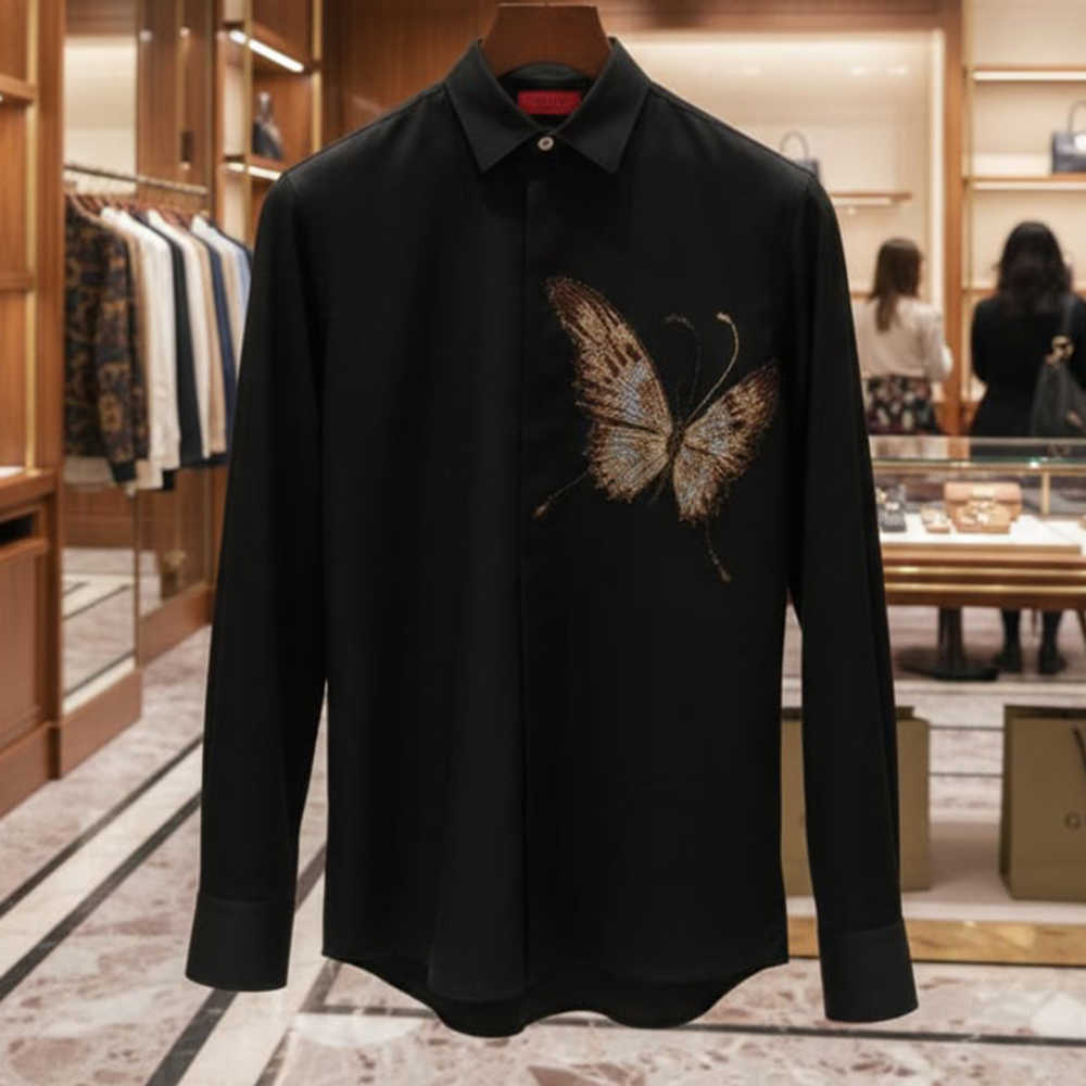 Gucci Butterfly Print Black Premium Shirt-thumb-1