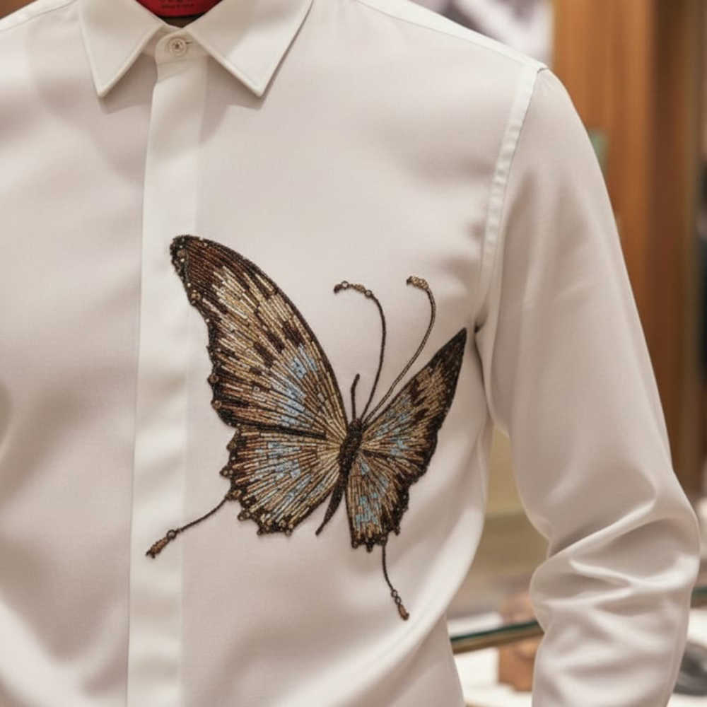 Gucci Butterfly Print White Premium Shirt-thumb-1