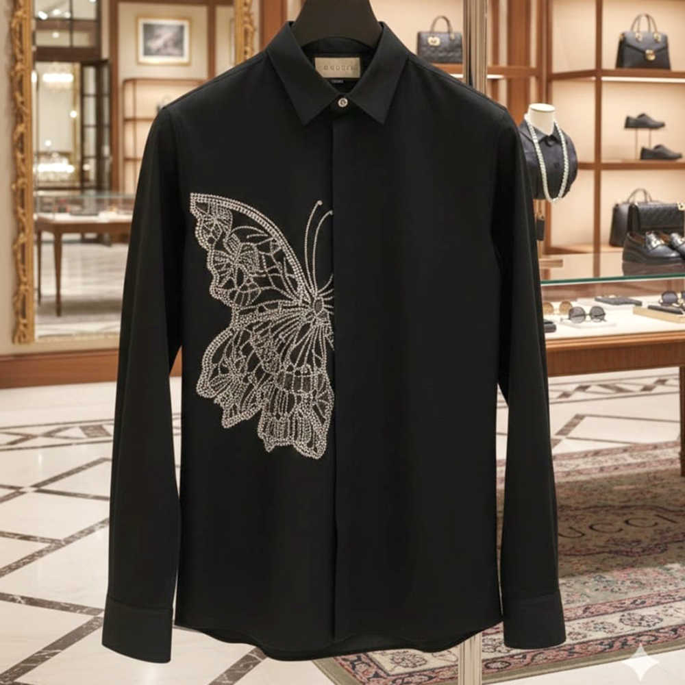 Gucci Butterfly Print Black Premium Shirt-thumb-1