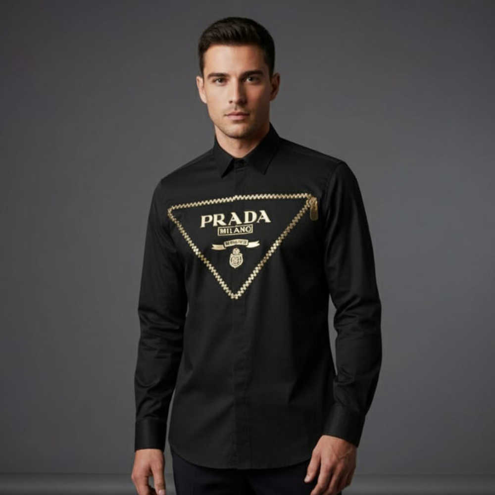 Prada Black Premium Quality Cotton Shirt-thumb-0