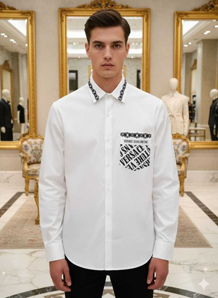 Versace White Premium Quality Cotton Shirt-thumb-0