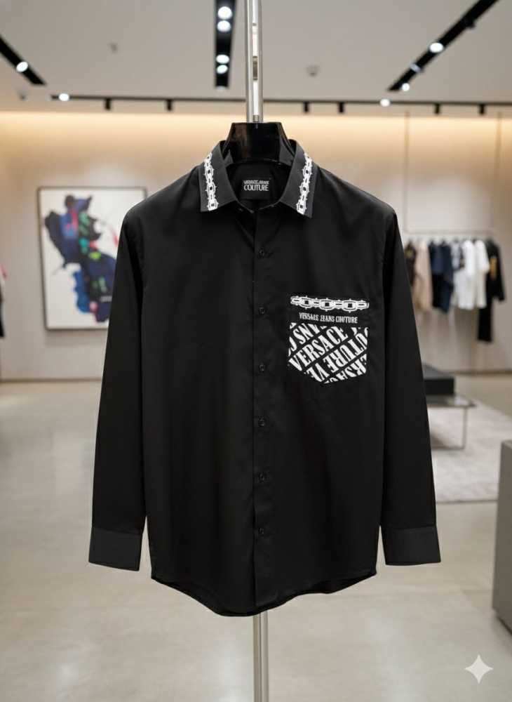 Versace Black Premium Quality Cotton Shirt-thumb-0