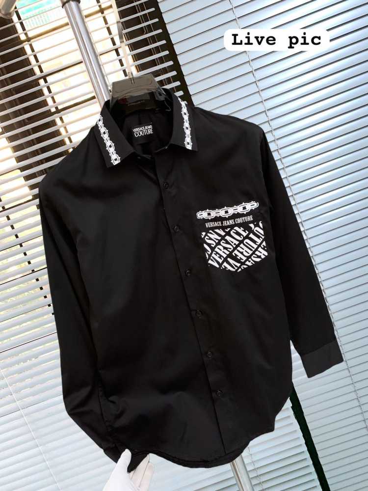 Versace Black Premium Quality Cotton Shirt-thumb-1