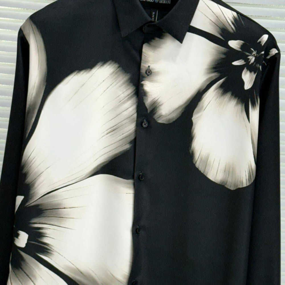 Emporio Armani Flower Print Black Premium Stretchable Shirt-1