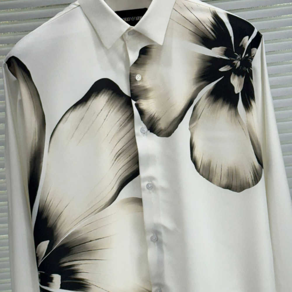 Emporio Armani Flower Print White Premium Stretchable Shirt-1