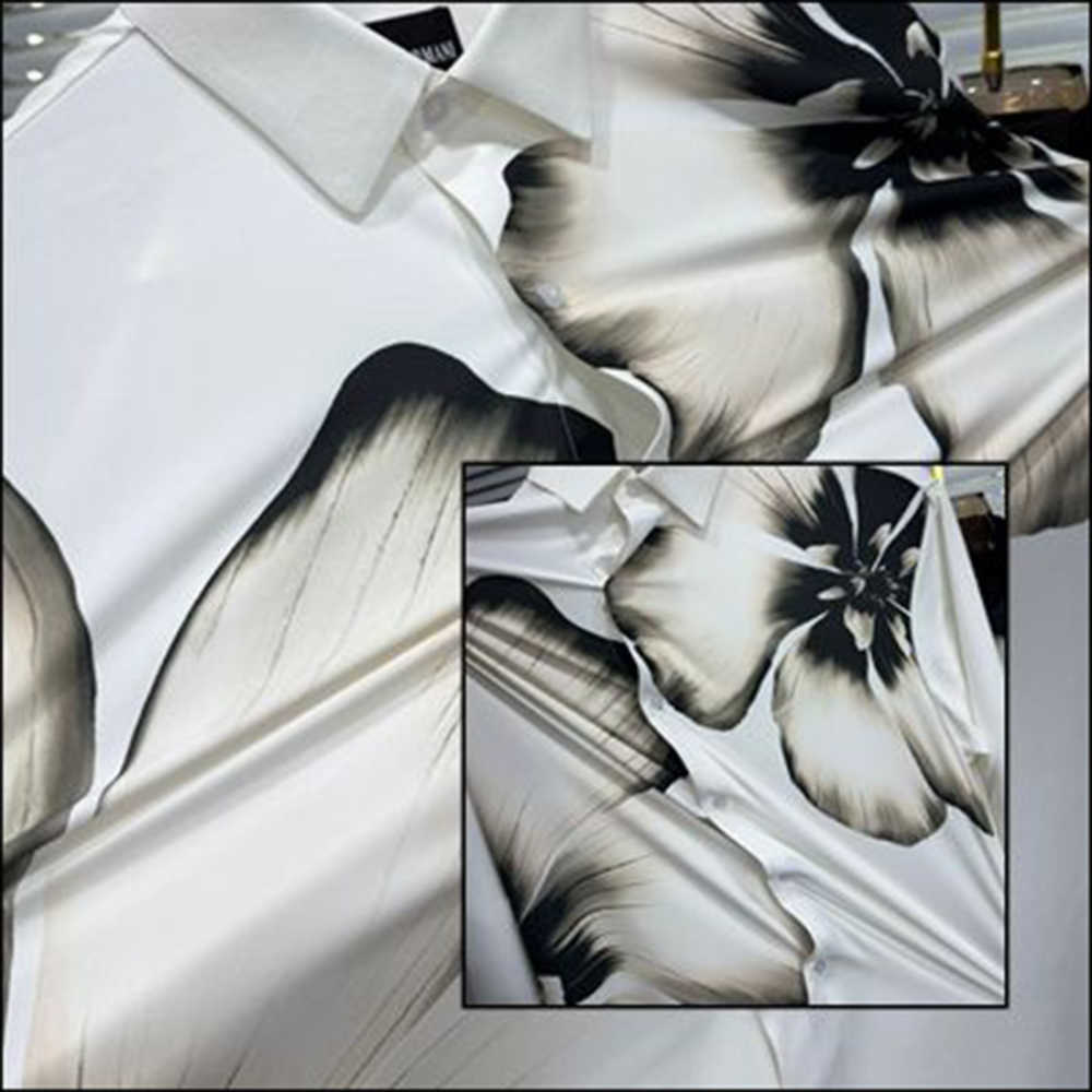 Emporio Armani Flower Print White Premium Stretchable Shirt-2