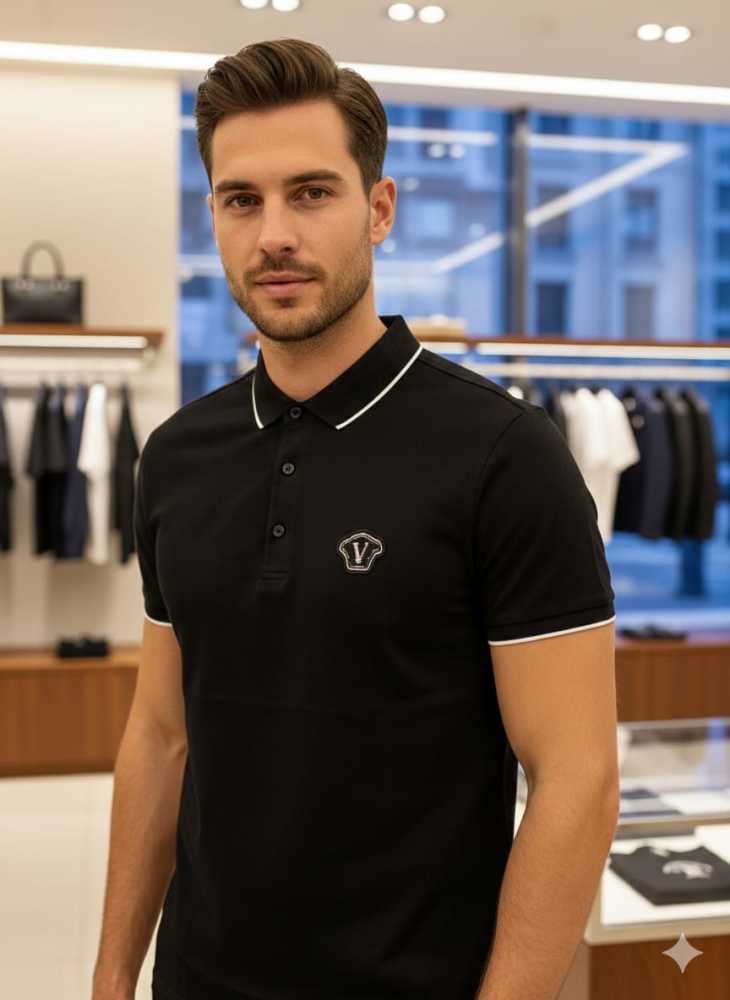 Versace Black Premium Quality Polo T-shirt-thumb-3