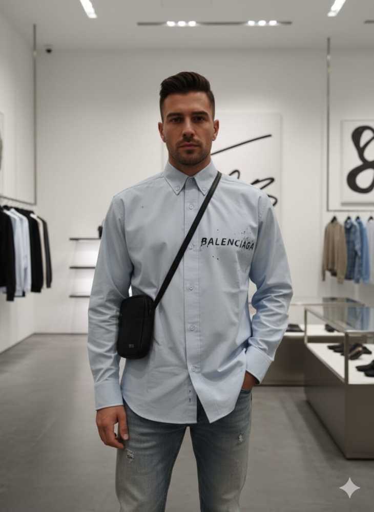 Balenciaga Skyblue Premium Quality Shirt-thumb-0