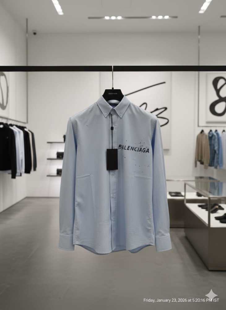 Balenciaga Skyblue Premium Quality Shirt-thumb-3