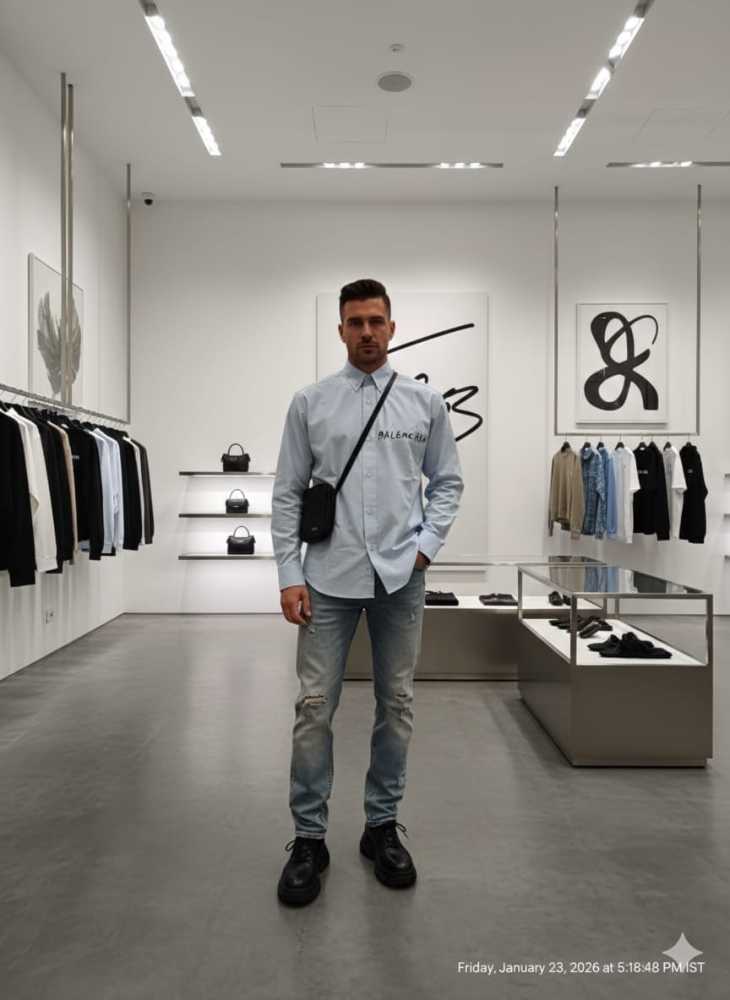 Balenciaga Skyblue Premium Quality Shirt-thumb-2