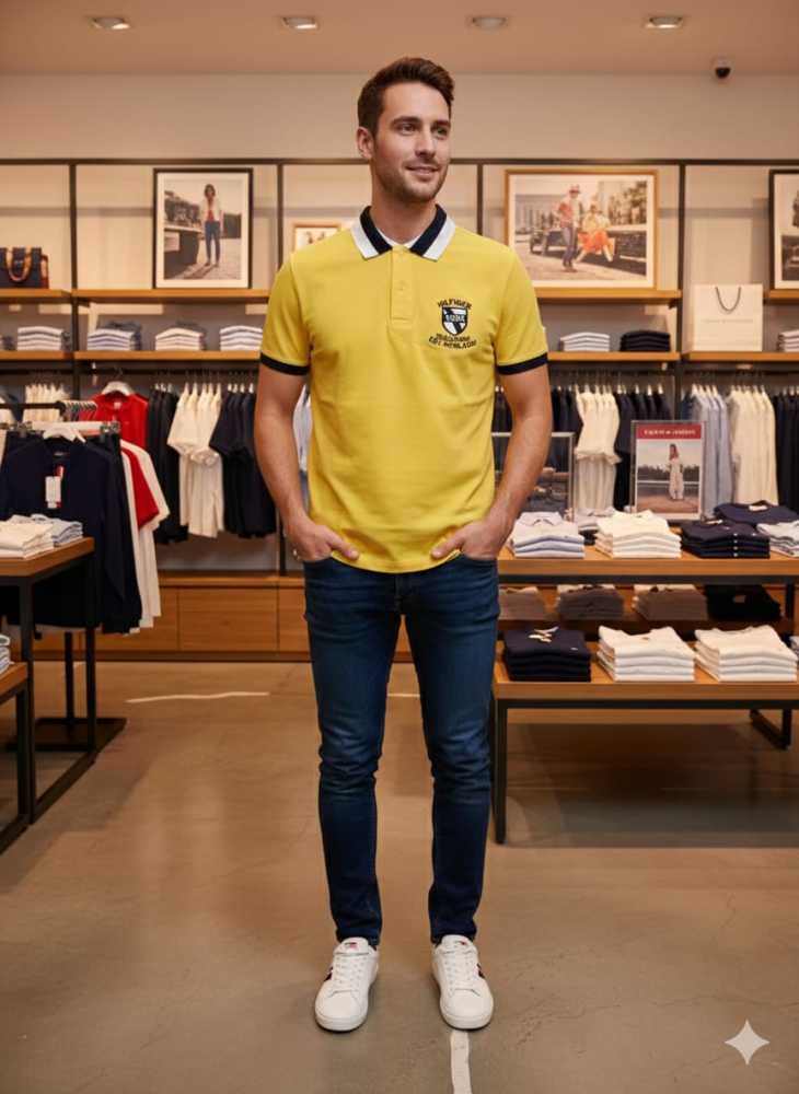 Tommy Hilfiger Yellow Premium Quality Tees-thumb-0