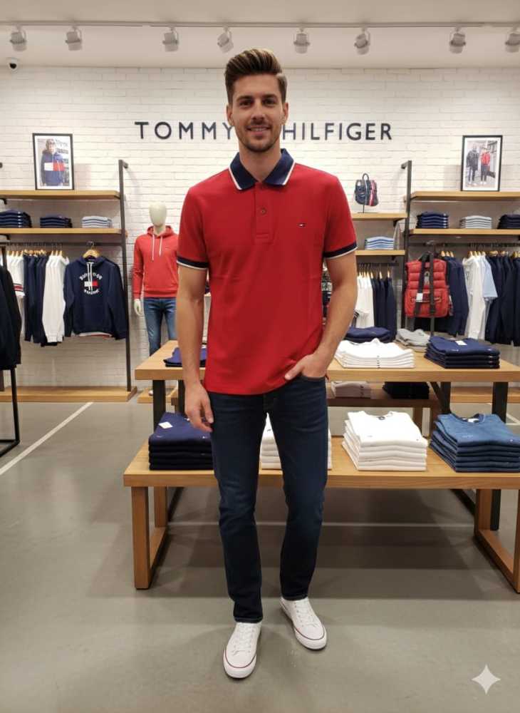 Tommy Hilfiger Red Premium Quality Tees-thumb-0