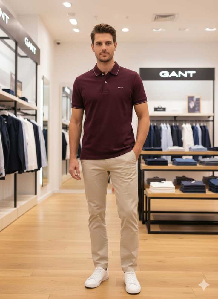 Gant Maroon Premium Quality T-shirt-thumb-0