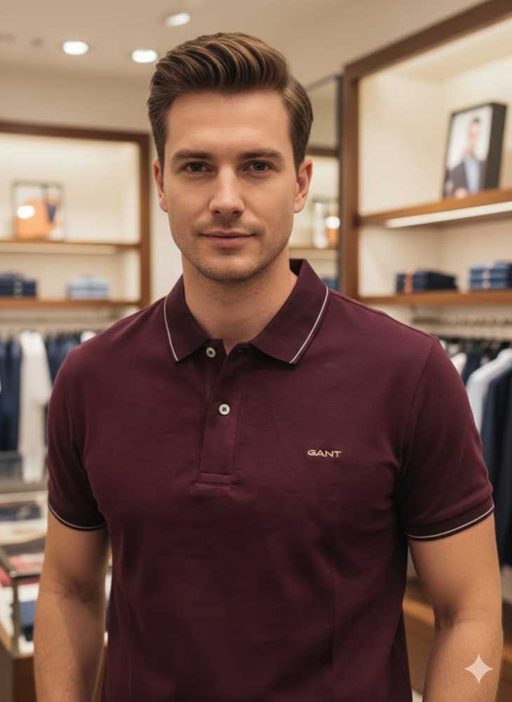 Gant Maroon Premium Quality T-shirt-thumb-1