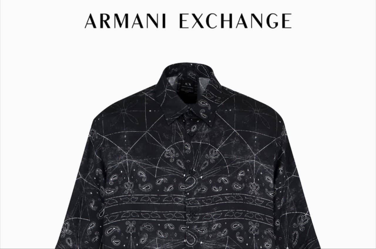 Armani Exchange Black Premium Quality Cotton Shirt-thumb-2