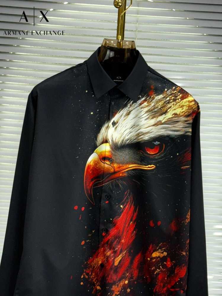 Armani Exchange Black Premium Eagle Printed Quality Shirt-thumb-1